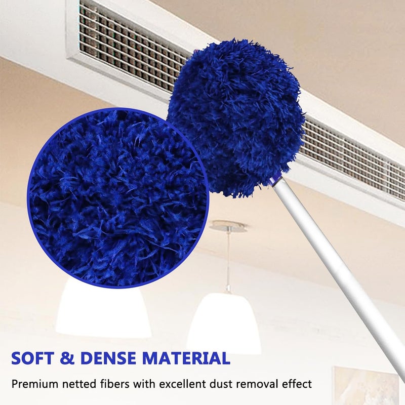 Heonay Ceiling Fan Cleaner Duster Reusable Microfiber Ceiling Fan Blade Cleaner Removable Duster with Extension Pole Adjusts 13 to 49.7 Inch for Cleaning Walls Furniture Door Window Top (Dark Blue) - Image 5